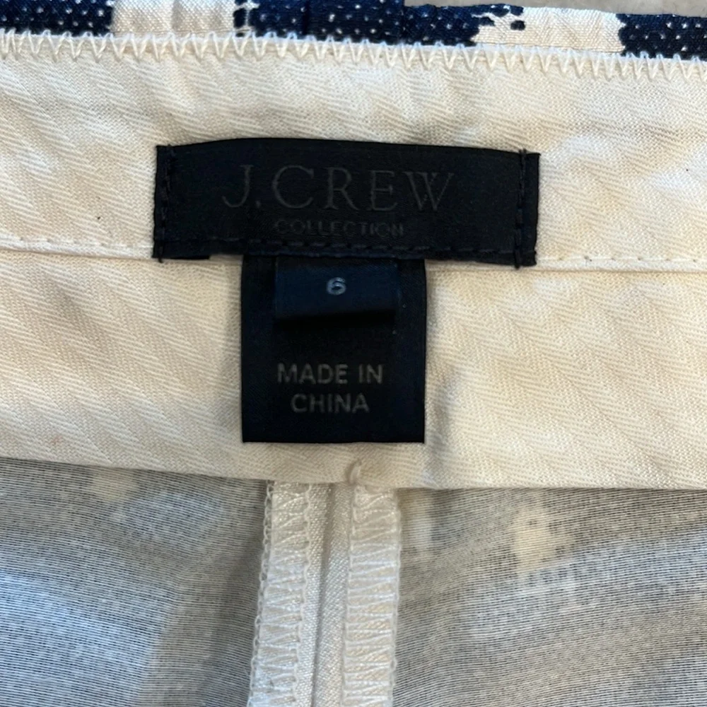 J Crew‎ Collection | Silk Ikat Print Cigarette Pants | Navy & White | Women's 6